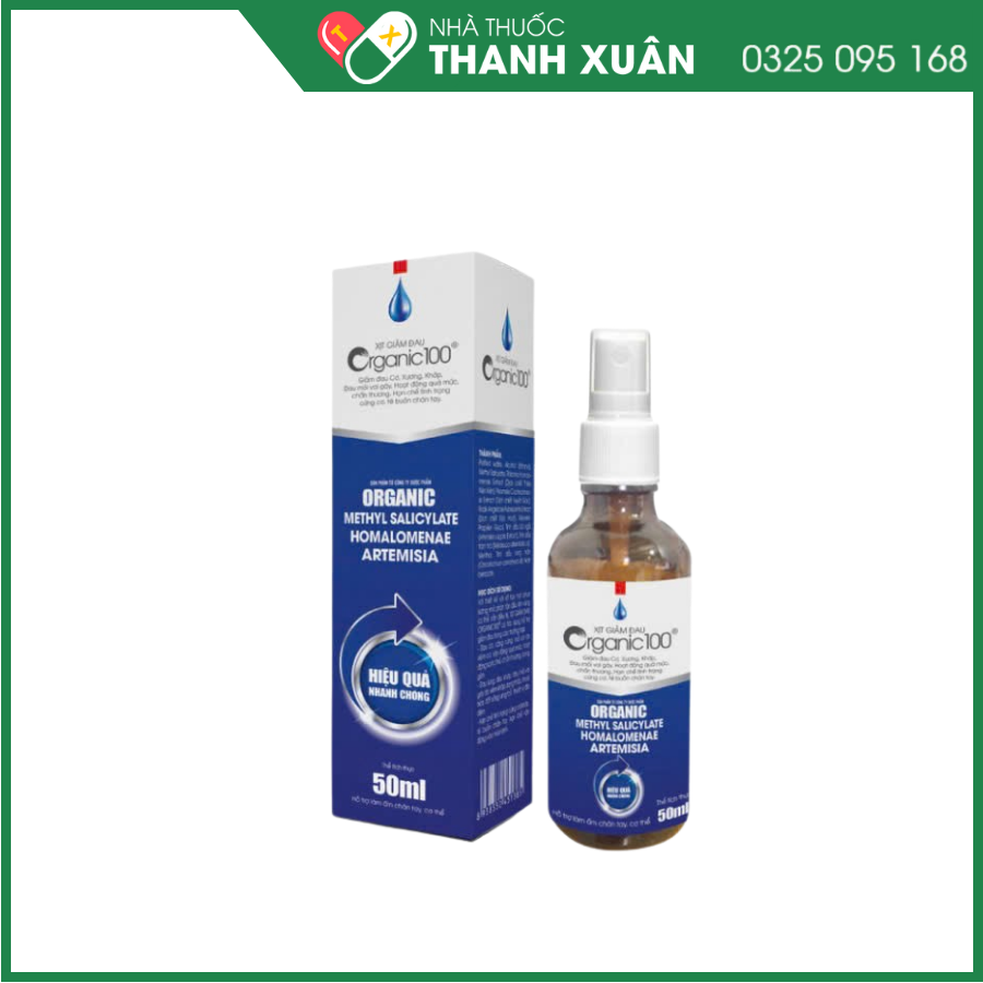 Xịt Giảm Đau ORGANIC 100 hỗ trợ giảm đau